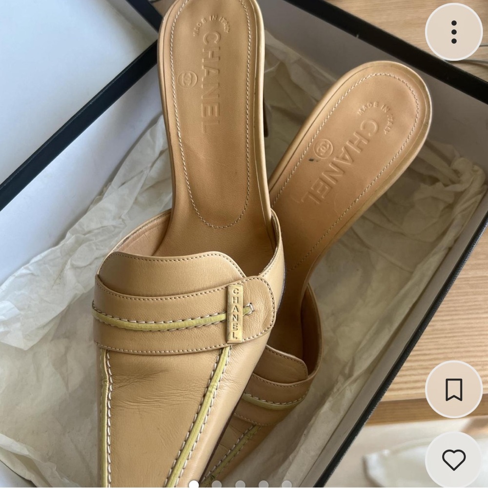 Vintage Chanel mules tan, size 38 great condition